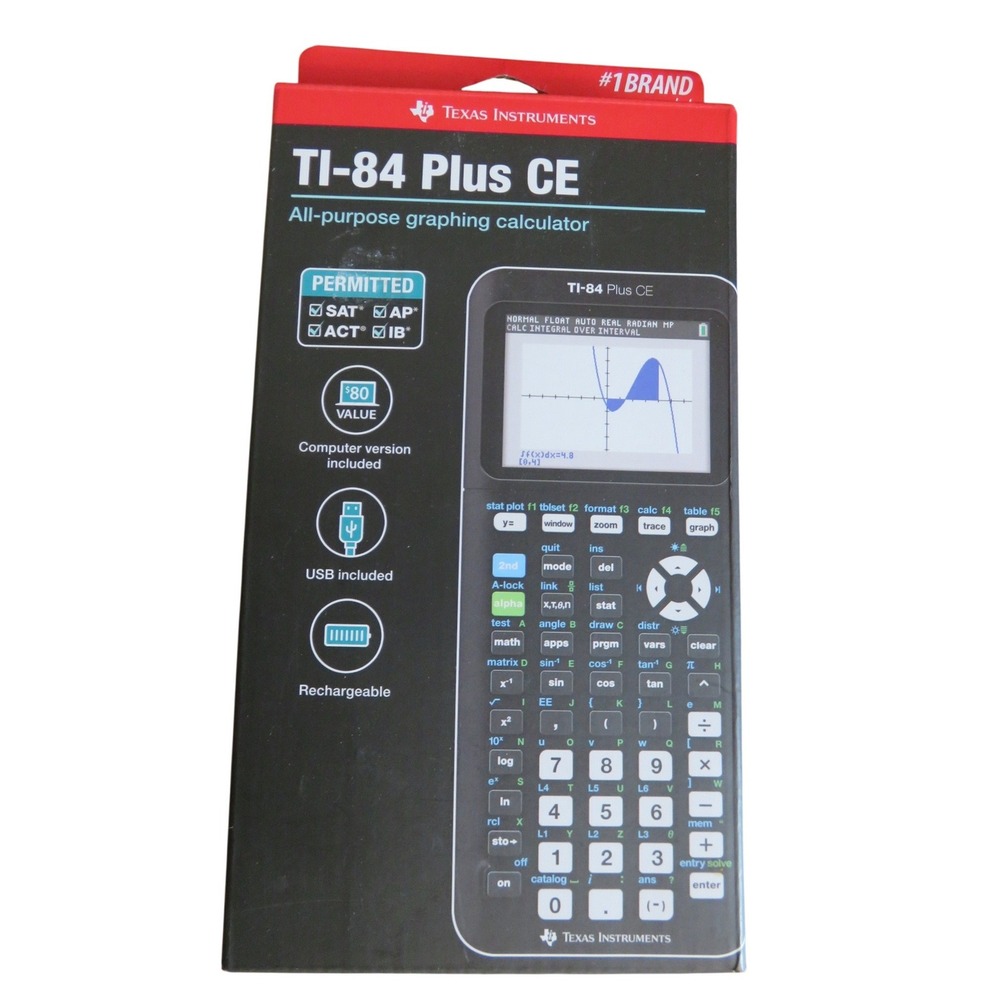 Texas Instruments TI-84 Plus CE Color Graphing Calculator Black Slim Design